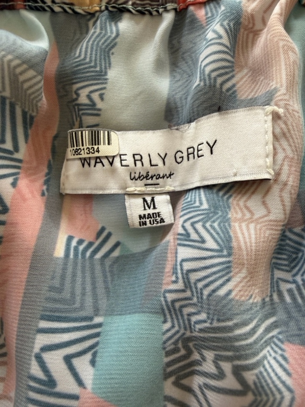 Abstract Multi-Color Ruffle Off the Shoulder Blouse Medium Spring - Picture 2 of 3